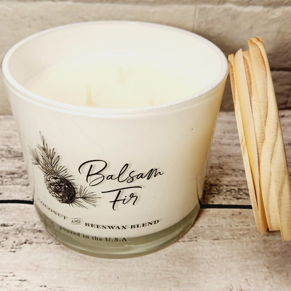 3 Wick Balsam Fir 26 oz Coconut And Beeswax Blend Christmas Holiday Candle USA